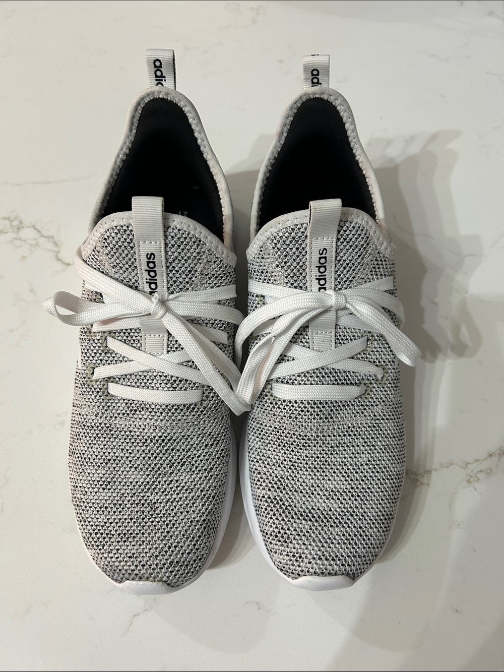 adidas Women’s Knit Lace-Up Sneakers in White and Black